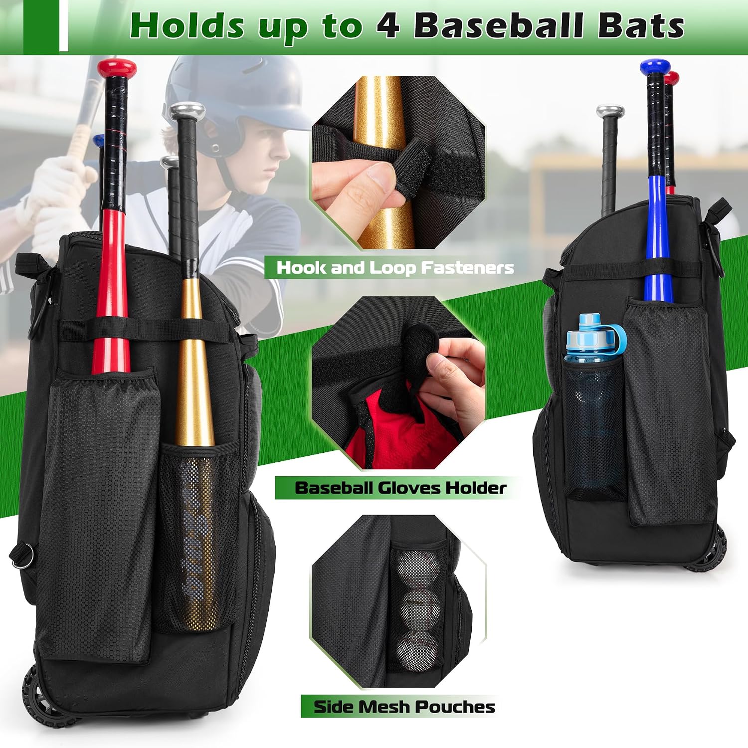 Mochila de béisbol con ruedas, - Sports Equipment Bag With Wheels reseña y precio