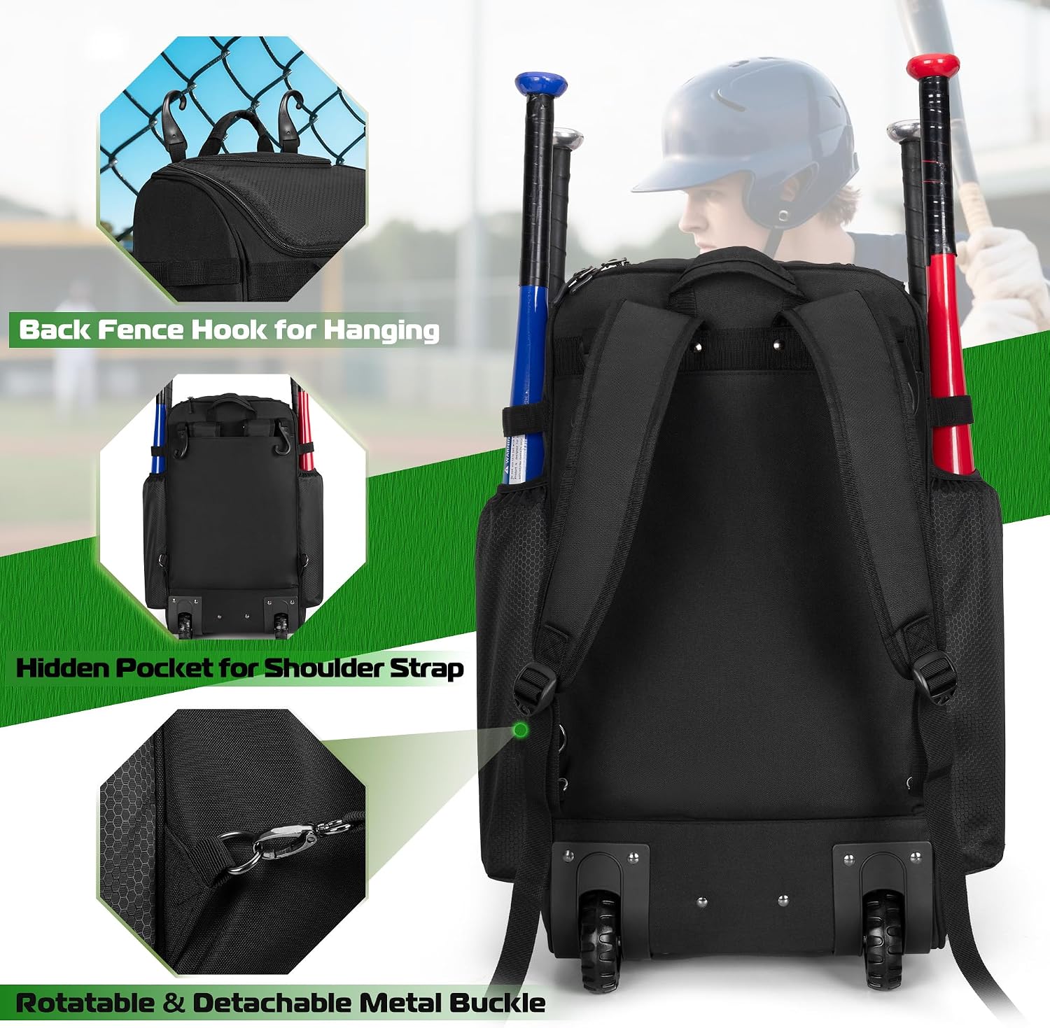 Mochila de béisbol con ruedas, - Sports Equipment Bag With Wheels reseña y precio